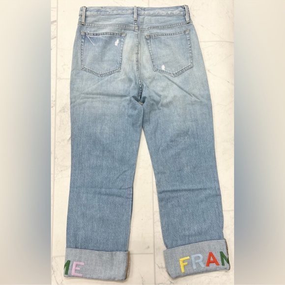 NWT Frame Denim Le Embroidery Cuff High Rise Boyfriend Jeans - Picture 5 of 6